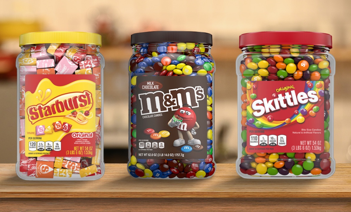 Mars Launches 100% Recycled Plastic Jars for M&Ms, Skittles